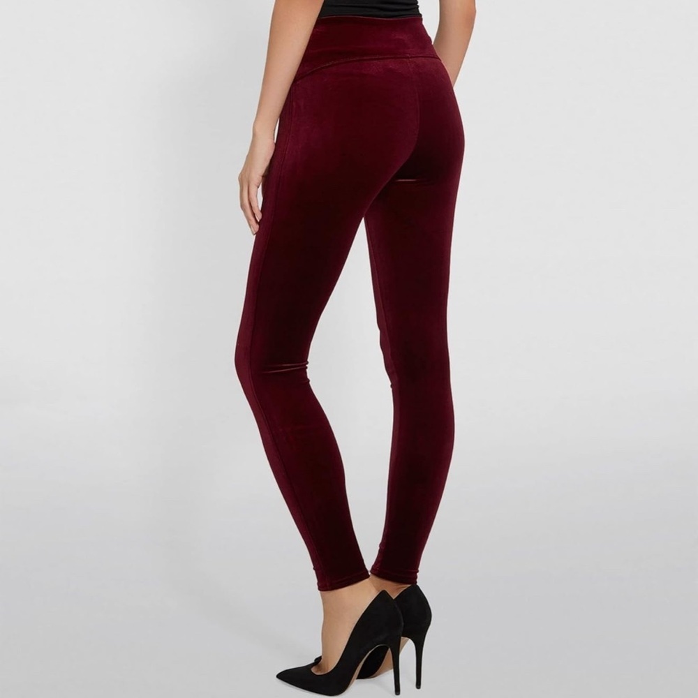 SPANX Velvet Leggings Rich Burgundy Small